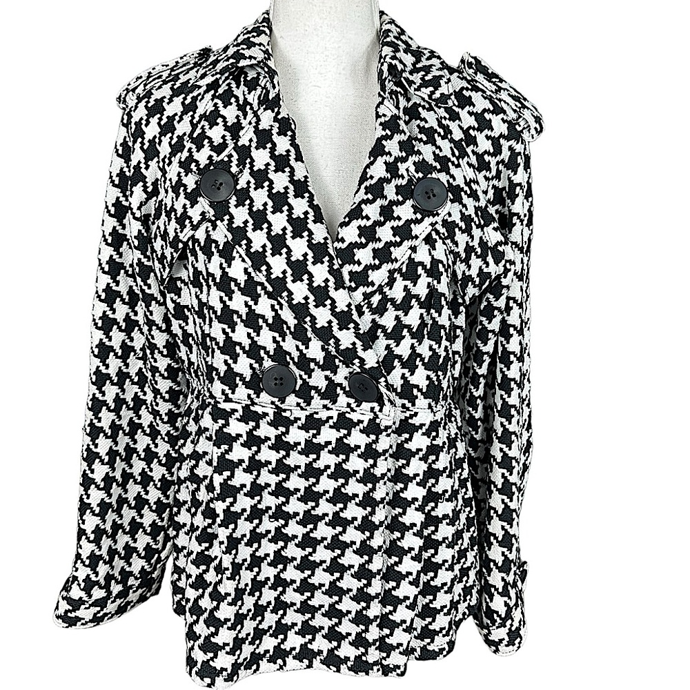 SUPER LOW FAT: Gingham Pea Coat Jacket -Size Large